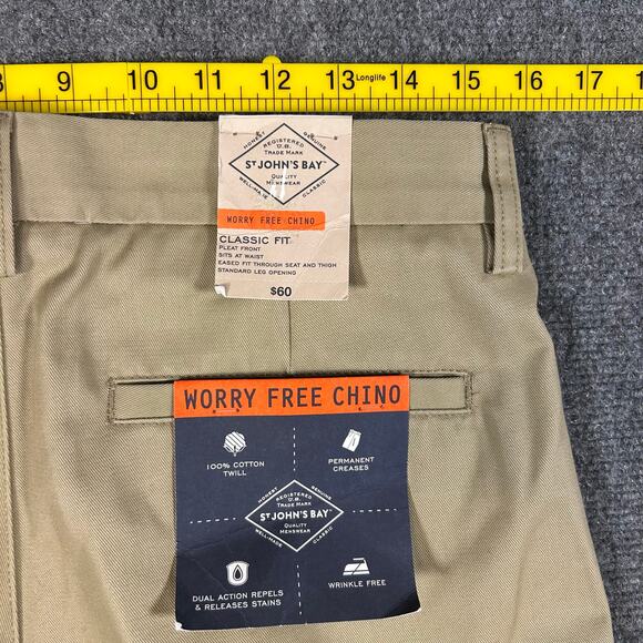 NWT St Johns Bay Worry Free Chino Mens 30x32‎ Classic Fit 100% Cotton Khakis - Picture 7 of 11